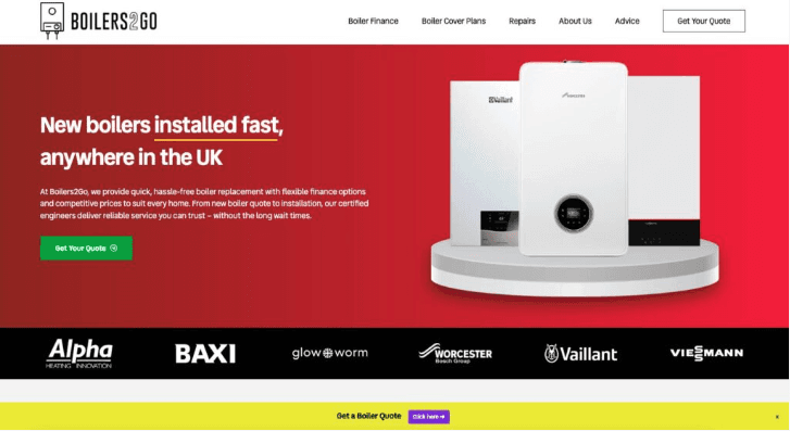 Boilers 2 Go website